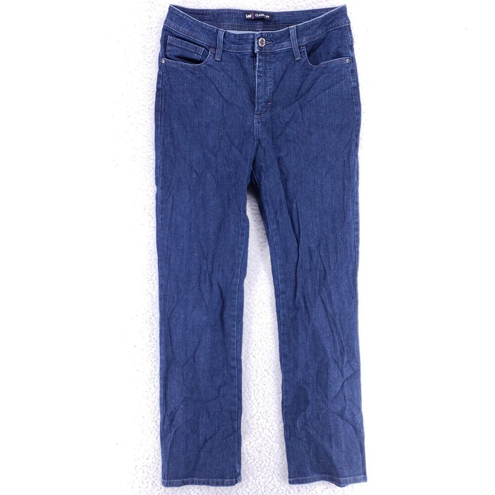 Lee Jeans Women Size 10 Blue Denim Straight Stretch Mid Rise Cotton VTG Classic